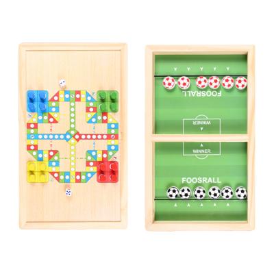 China Eco-friendly Materials 2 In 1 Board Flying Wooden Football Chess Hockey Catapult Sling Table Puck Family Fast Games for sale