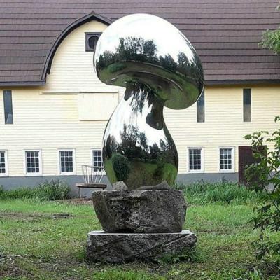 China Large China Outdoor Art Polished Stainless Steel Abstract Sculpture Mushroom for sale