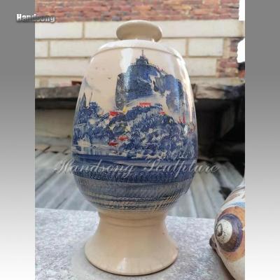 China China small home decoration, ceramic long vase, ceramic white ink texture painting vase, traditional Chinese crafts, pottery bottles for sale