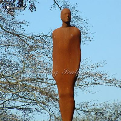 China Large Park China Metal Art Abstract Character Body Art Colden Steel Sculpture Indoor Outdoor Flat Man Statue for sale