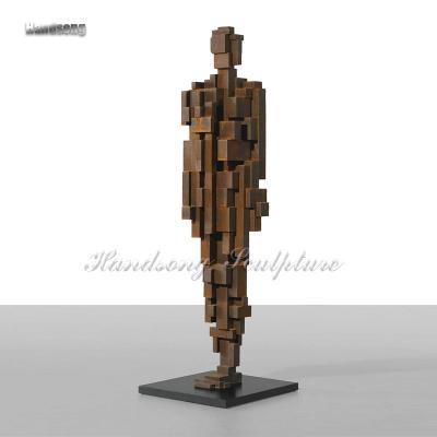 China Large Park China Metal Art Abstract Dislocation Square Character Series Colden Steel Sculpture Indoor Outdoor Granular Style Statue for sale