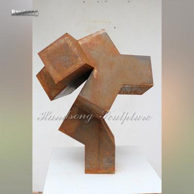 China Large Park China Metal Sculpture Artwork Outdoor Indoor Public Abstract Square Connection Square Corten Steel Sculpture for sale