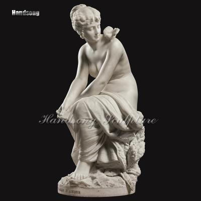 China Medium Retro China Sculpture Custom European Style Sexy Bird And Woman Statue Stone Carving for sale