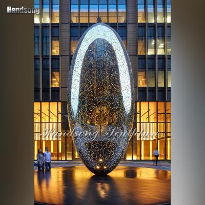 China Custom Large Ball China Simple Abstract City Egg Sculpture Garden Metal Art Stainless Steel Outdoor Sculpture for sale