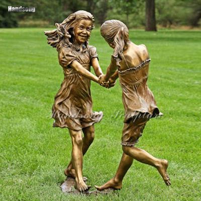 China China Park Garden Decoration Cast Copper Statue Girl Playing Cast Copper Statue for sale