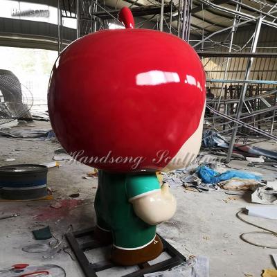 China China Indoor Public Thug Apple Sculpture Small And Medium Fiberglass Glass Steel Sculpture for sale