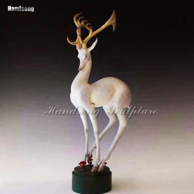 China Exquisite and beautiful fairy deer glass steel sculpture of small and medium size indoor public fiberglass sculpture China deer statue for sale