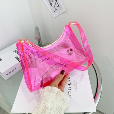 China Durable / Fashion / Eco - Friendly Fashion Designer Ladies Shoulder Pink Transparent PVC Jelly Purses And Handbags For Women for sale