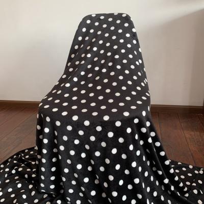 China Folded 2022 New Arrivals Customized Coral Black Soft Casual Knitting Dot Print Fleece Blanket for sale