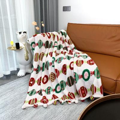 China Folded High Quality Flannel Fleece Knitted Rectangular Cartoon Christmas Throw Blankets for sale