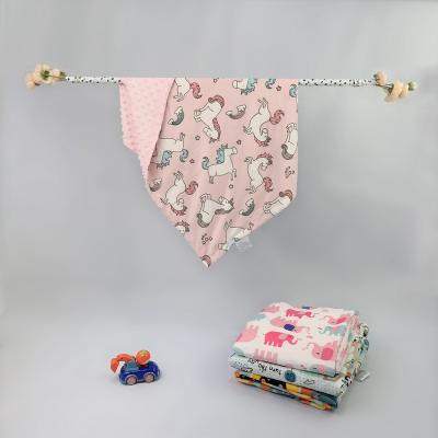 China 2022 New Design Soft Cozy Pink Folded Minky Folded Knitted Baby Blanket For Girls for sale