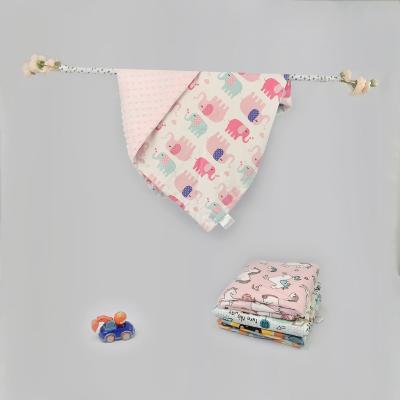 China Cute Folded Cartoon Minky Soft Rectangle Wrap Covers Baby Blankets For Warm for sale