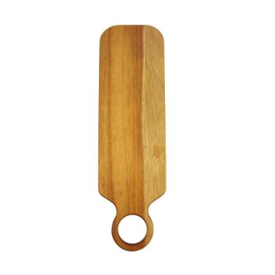 China Sustainable Natural Kitchen Acacia Wood Pizza Cutting Board Dish Bamboo Pizza Paddle Serving Dish With Handle for sale