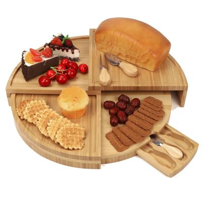 China Sustainable Wood Three-Tiered Private Label Bamboo Set W/cutlery set/cheese wood board with special design for sale