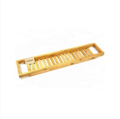 China Sustainable Design 100% Simple Bamboo Tub Caddy Tray Shower Caddy For Bathroom for sale