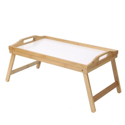 China Eco-friendly Bamboo Wooden Table Bed Food Breakfast Tea Coffee Folding Serving Tray With Foldable Legs for sale