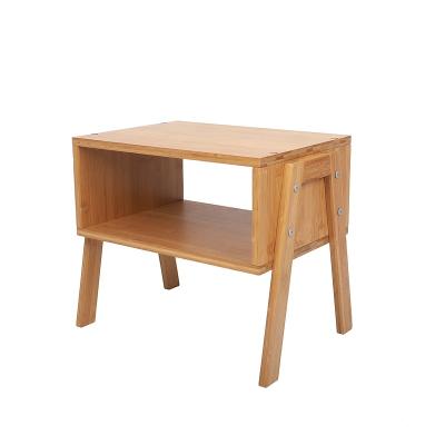 China Modern Natural Custom Small Outdoor Bamboo Wooden Table Storage Desk Shoe Rack With Legs for sale