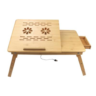 China Foldable Foldable Bamboo Computer Laptop Desk Bedroom Breakfast Serving Bed Tray with Drawer for sale