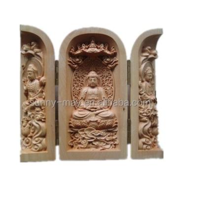 China China cypress buddha statue wood handcrafted wood carving crafts east asia buddhism for sale