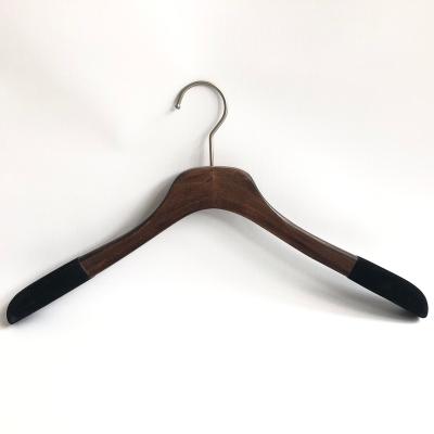 China Japan Market CLASSIC Wooden Hanger 43*3.0cm Brown With Velvet for sale