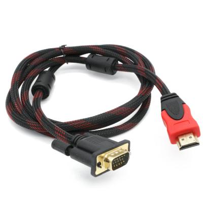 China Camera factory QIULINK 1.5m HDMI to VGA adapter cable 1080p hdmi to VGA female cable for sale