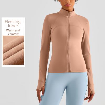 China 2022 New Breathable Women Fall Winter Shearing Warm Full Zipper Fitness Sport Yoga Running Jacket for sale