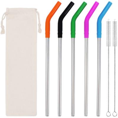 China Beverage factory direct silicone head drinking reusable metal straw for sale