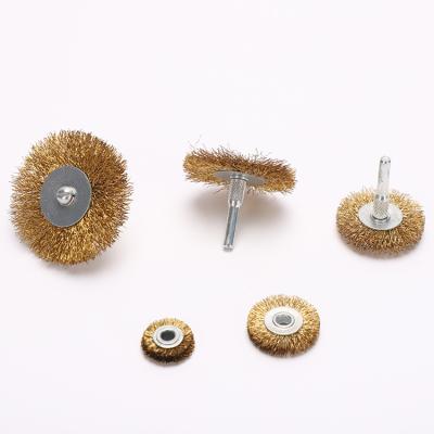 China Durable Made In China 5Pcs Rotary Copper Brass Wire Wheel Brush Set With 3 Attachments For Exercises for sale