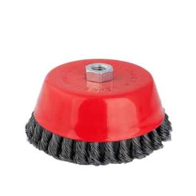 China Durable 150mm Multi-Pair Twist Knot Steel Wire Cup Brush for sale