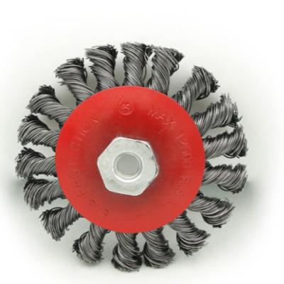 China Durable Tapered Twisted Knot Wire Brush For Grinder 85mm/100mm/125mm/150mm for sale