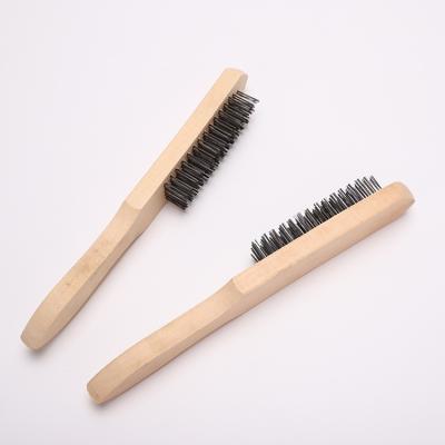 China Durable Wooden Handle Wire Brush Iron Steel Black Universal Wire Brush for sale