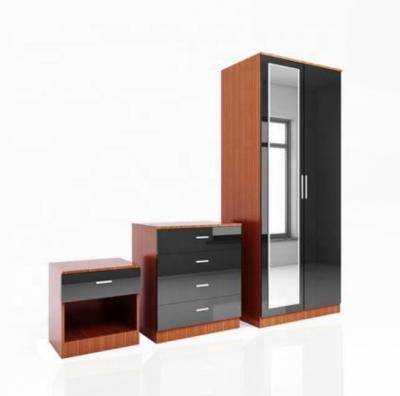 China Handmade Bedroom Furniture Bedroom Wardrobe With Mirror Design 2 Door Wooden Wardrobe for sale