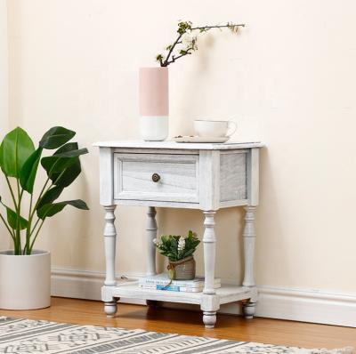 China Wholesale Extendable European Style Drawer Gray Wooden Bedside Table for sale