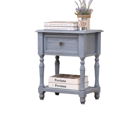 China Wholesale Extendable European Style Drawer Gray Wooden Bedside Table for sale