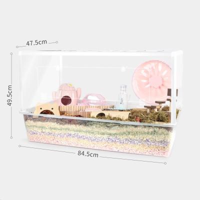 China Villa Hamster Cage Double-Layer Hamster Cage Large Wire Luxury Items Transparent Acrylic Gold Package Base Stocked Hamster Cage for sale