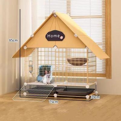 China Small Medium Metal Wire Dog Cat Cage Household Teddy Pet Rabbit Cage Indoor Stocked With Toilet Cages Sale for sale