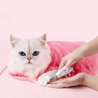 China Mesh Cat Grooming Bathing Bag Adjustable Washing Stocked Bags For Pet Nail Awning Squirting Anti Bite Scratch Cat Restraint Bath Bag for sale