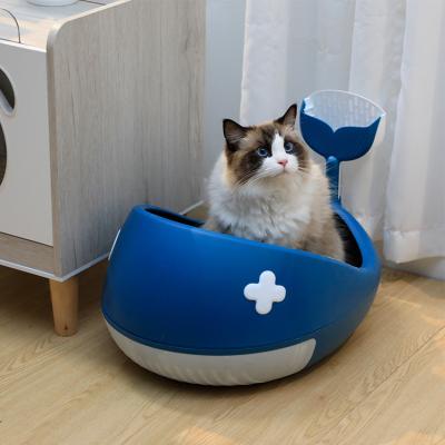 China Cat Clean Up Products Plastic Space Pet Toilet Large Sustainable Cat Litter Box Sandbox for sale