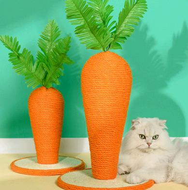 China New Bite Sisal Carrot Shape Pet Sustainable Design Heavy Duty Material Interactive Toy Cat Scratching Board for sale