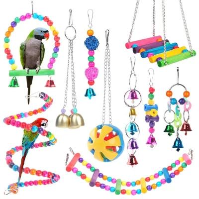 China Viable Hanging Bird Swing Toys Parrot Cage Toys Bird Accessories Parrot and Bird Cage Swing Bridge Set for sale