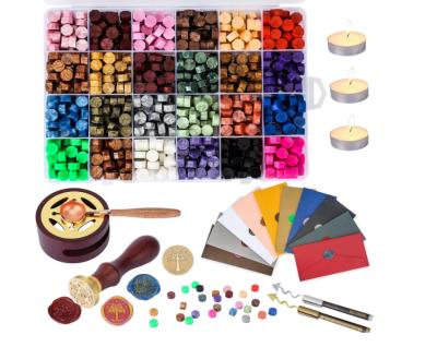 China 624Pcs Art Sealing Wax Beads With Envelope Wax Seal Stamp Kit Customize Wax Seal Stamp Kit for sale