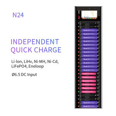 China Battery ISDT N Series N24 Standard Multi-Channel DC With 24Pack Smart LCD Battery Charger For AA AAA NiMH Nicad Li-ion Battery for sale