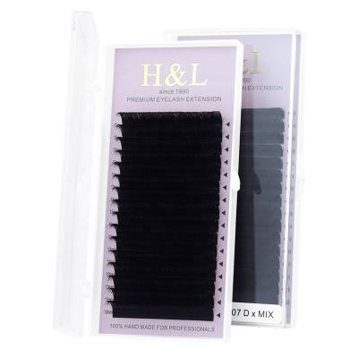 China Natural Soft Eyelash Extensions D Curl Superior Korean Fiber Easy Fan Mink Eyelash Extensions for sale