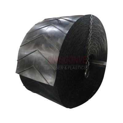 China Customized Fabric Type 3 Ply Ribbed EP Polyester Chevron Conveyor Belt for Coal Mine for sale