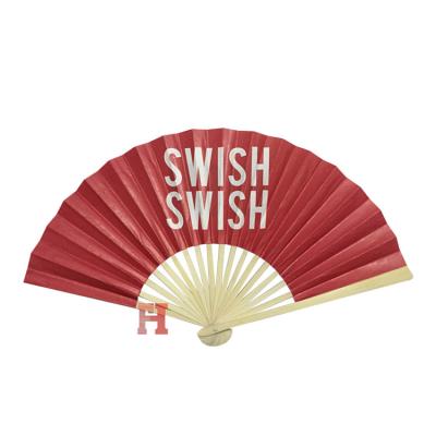 China Europe Art Natural Folding Wood Paper Folk Bamboo Fan for sale