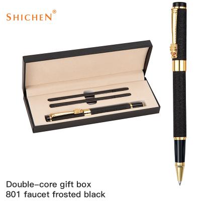 China office & School Promotional Pen Case Gift Cufflink Gift Box Logo Metal Custom Pen With Dual Refill Gel Pen Replace for sale