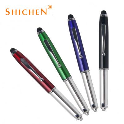 China office & School Pen Light Metal Touch Screen Lamp Press LED Pencil Luminous Pencil for sale