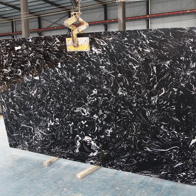 China Polished Black Artificial Marble Slab Tiles Countertops Vanity Top for sale