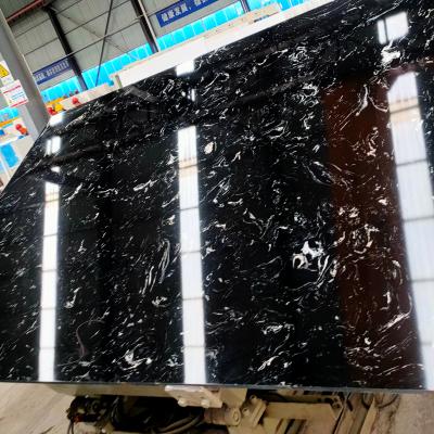 China Polished Artificial Black Marble Block Slab Tile For Interior Decoration Wall And Table Top for sale