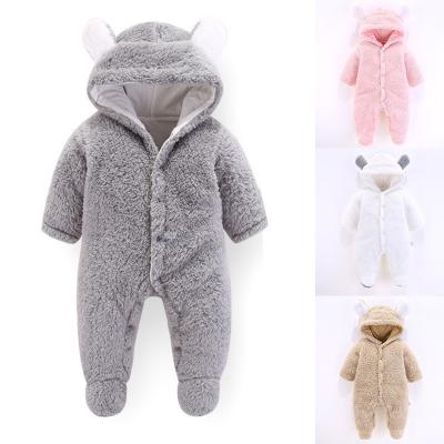 China 100% Polyester Drop Shipping Cute Bear Baby Rompers Winter Newborn Boy Girl Thicken Warm Romper for sale